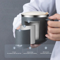 304 Stainless Steel Coffee Mugs With Lid Portable Thermos Cup Double Wall Heat Insulation Anti-fall Thermos Mug Milk Tea Cup